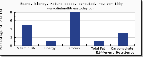 chart to show highest vitamin b6 in kidney beans per 100g